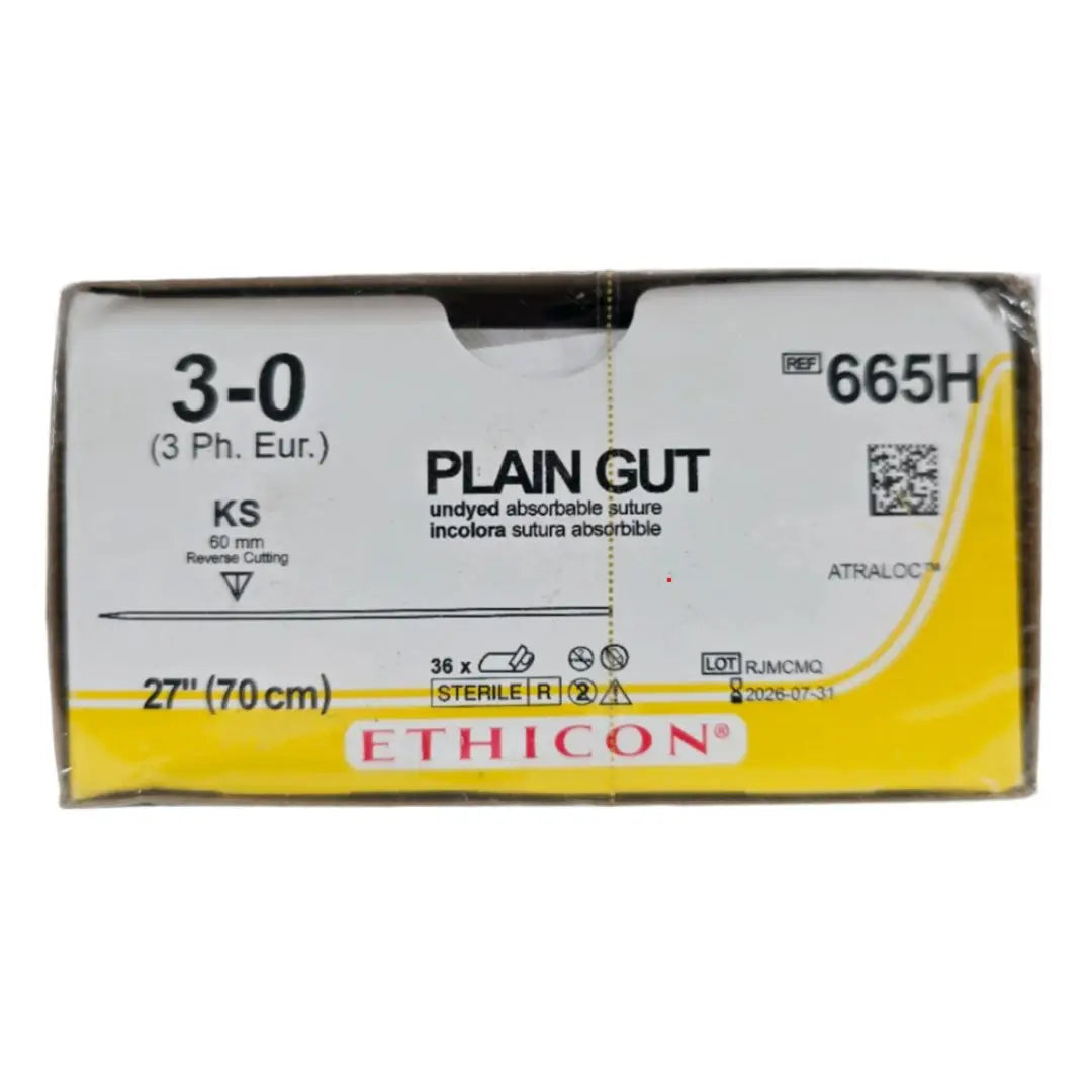 Ethicon 665H 3-0 Plain Gut Undyed 1X27" KS Box of 36 Ethicon