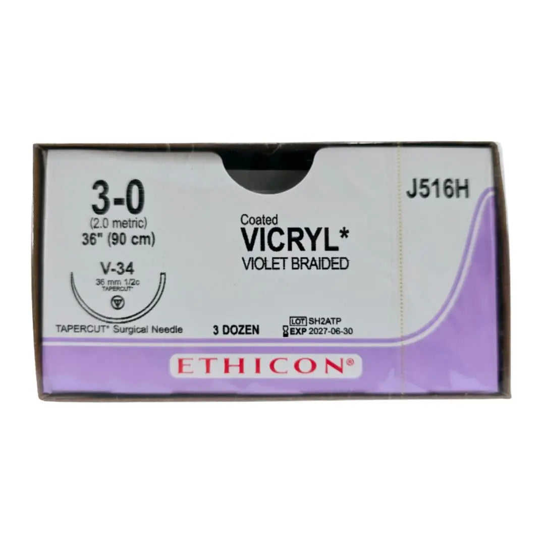 Ethicon J516H 3-0 Coated VICRYL Violet 1X36" V-34 Box of 36 Ethicon