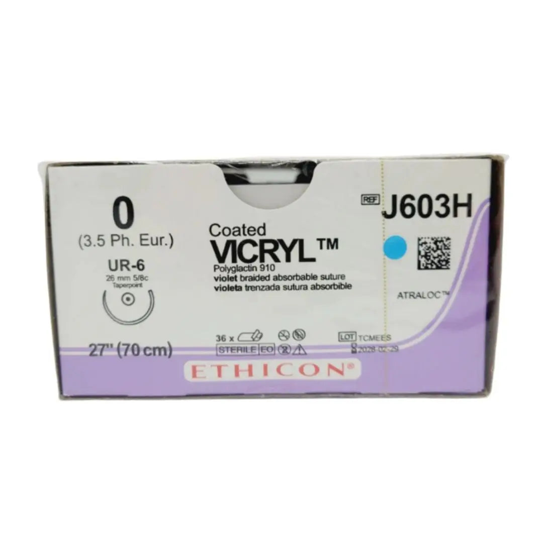 Ethicon J603H 0 COATED VICRYL VIOLET 1X27" UR-6 Box of 36 Ethicon