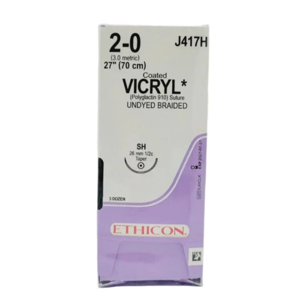 Ethicon J417H 2-0 COATED VICRYL UNDYED 1X27" SH Box of 36 Ethicon