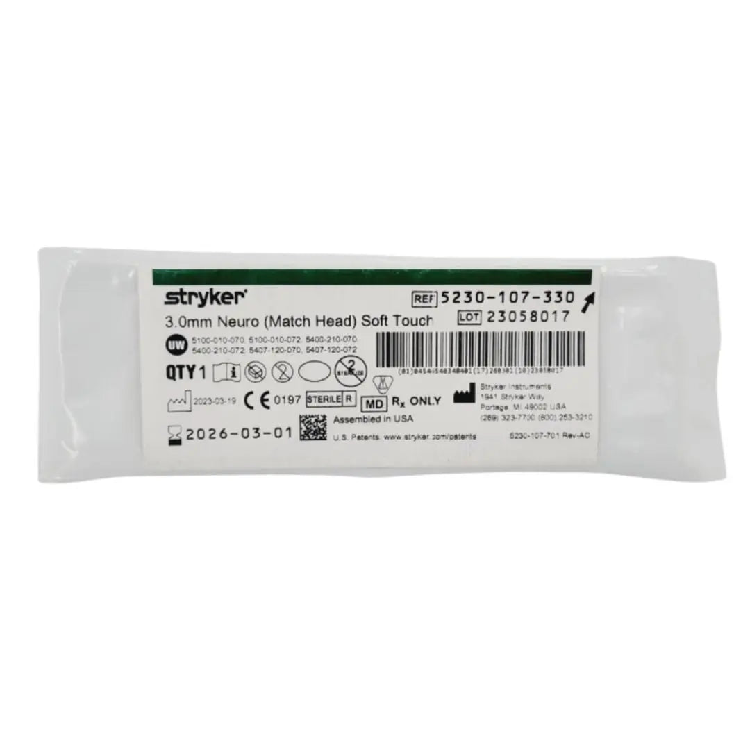 Stryker 5230-107-330 3.0mm Neuro Drill Long 3.0mm x 3.8mm (Match Head) Soft Touch Stryker