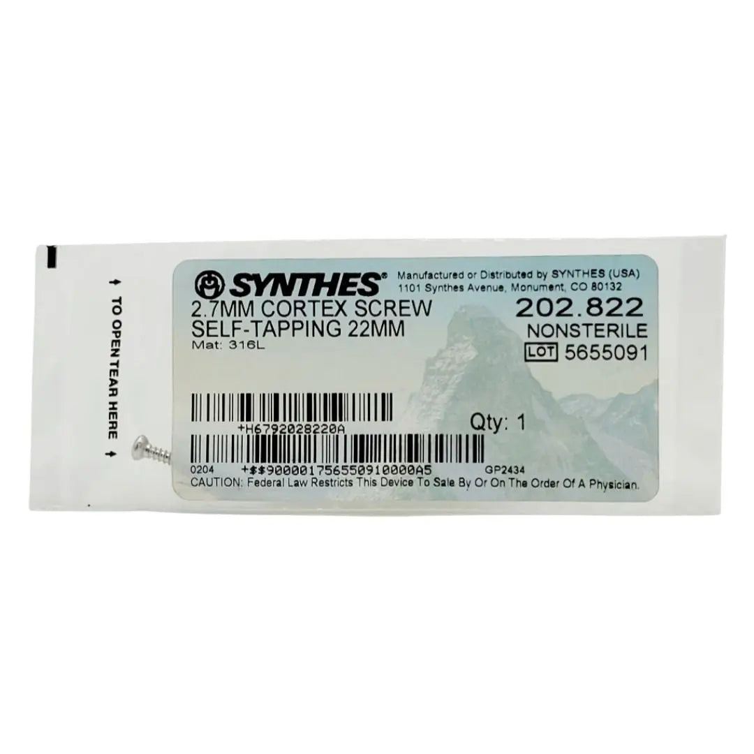 Synthes 202.822 2.7MM CORTEX SCREW SELF-TAPPING 22MM Synthes