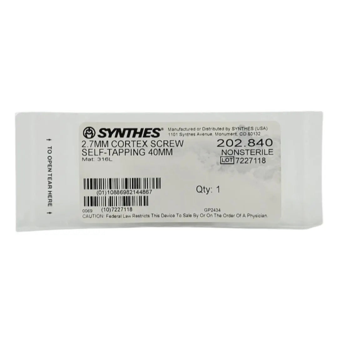 Synthes 202.840 2.7mm Cortex Screw Self-tapping 40mm Synthes