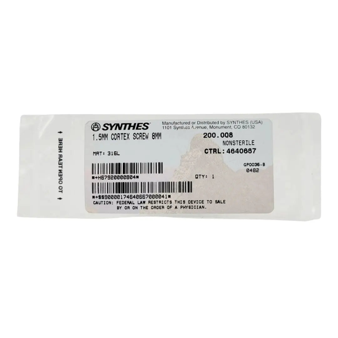 Synthes 200.008 1.5mm Cortex Screw 8mm Synthes