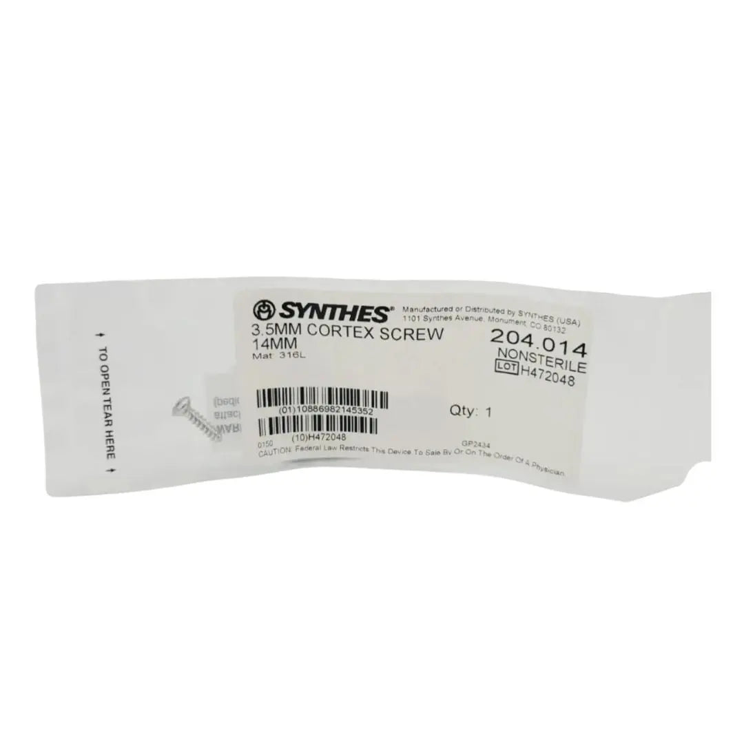 Synthes 204.014 3.5mm Cortex Screw 14mm Synthes