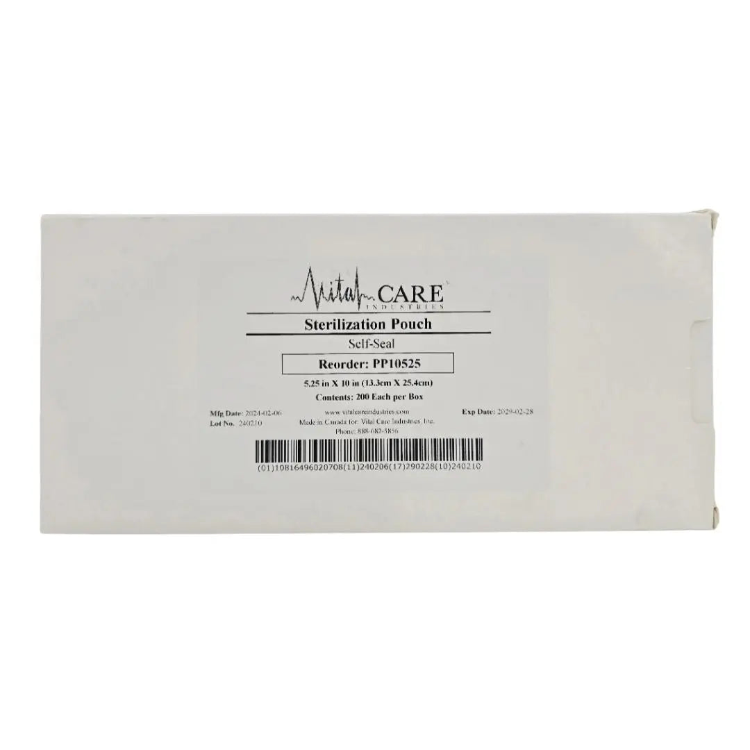 Vital Care Industries PP10525 Sterilization Pouch Self-Seal 5-1/4" x 10" BX/200 Vital Care Industries
