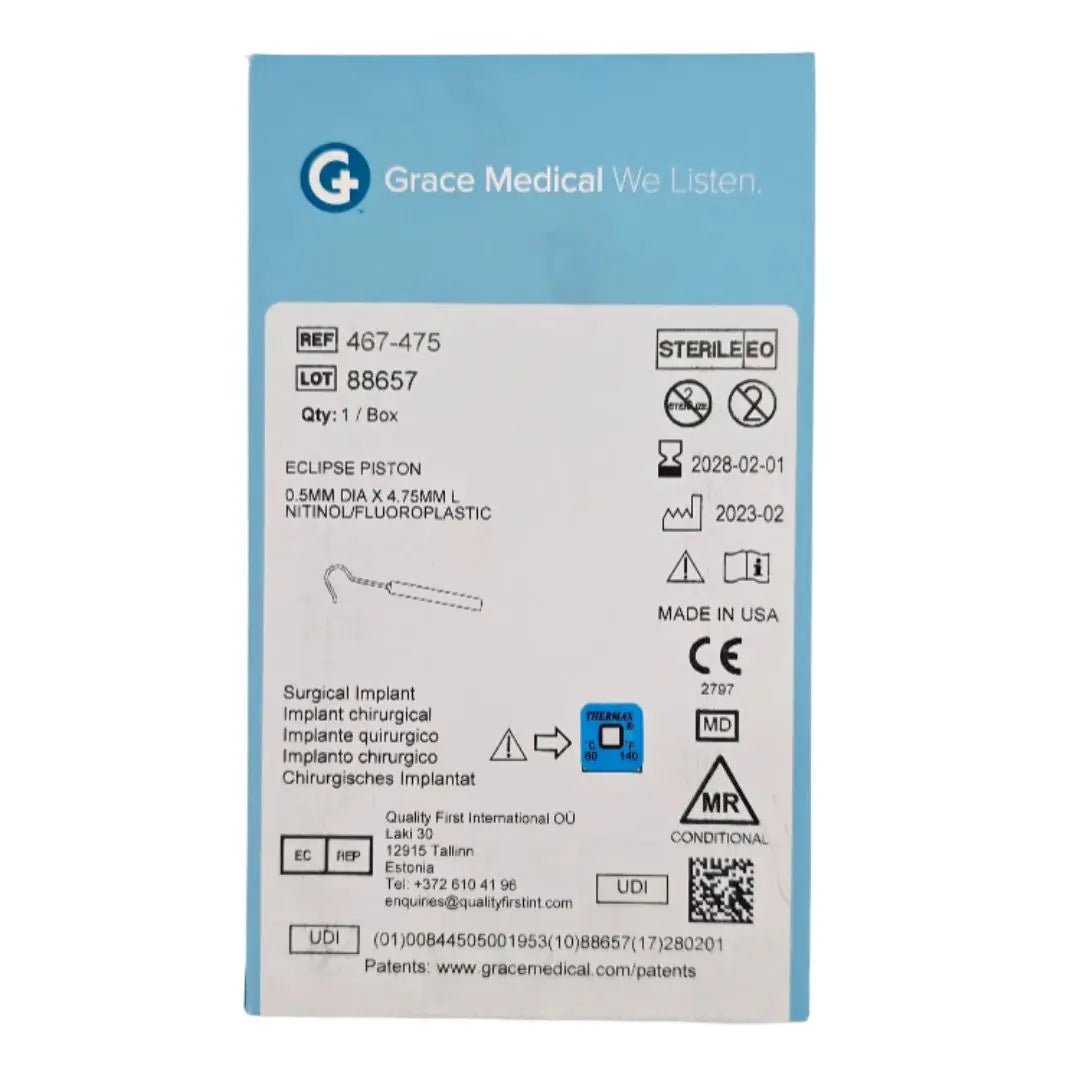 Grace Medical 467-475 Eclipse Piston 0.5mm Dia. x 4.75mm L Nitinol/Fluoroplastic Grace Medical