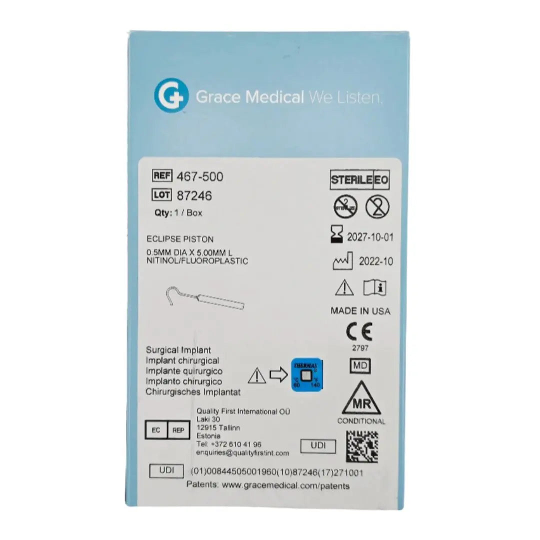 Grace Medical 467-500 Eclipse Piston 0.5mm Dia. x 5.00mm L Nitinol/Fluoroplastic Grace Medical