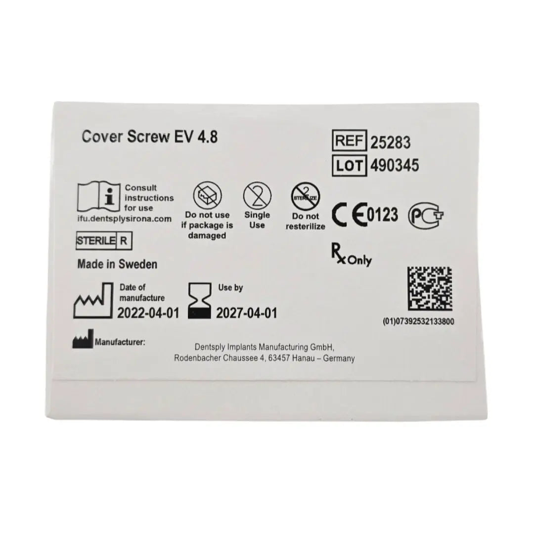 Dentsply Implants Manufacturing 25238 Cover Screw EV 4.8 Astra Tech Implant System