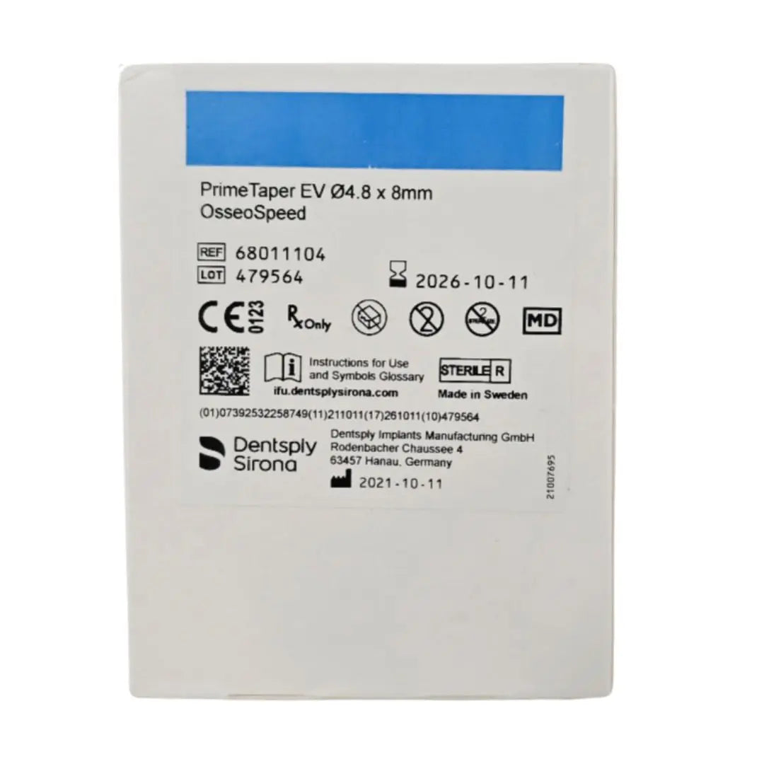 Dentsply Implants Manufacturing 68011104 PrimeTaper EV Ø4.8 x 8mm OsseoSpeed DS Implants