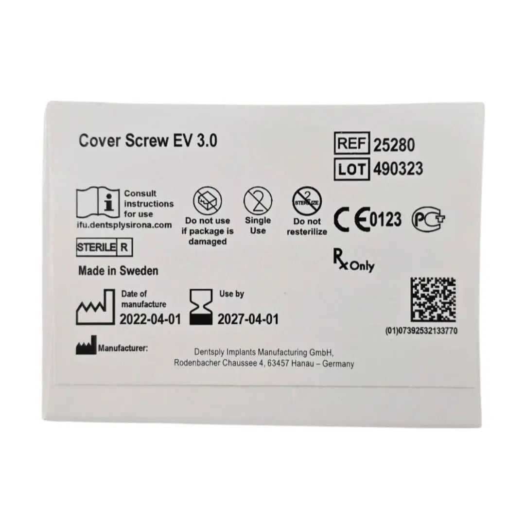 Dentsply Implants Manufacturing 25280 Cover Screw Ev 3.0 Dentsply Implants Manufacturing