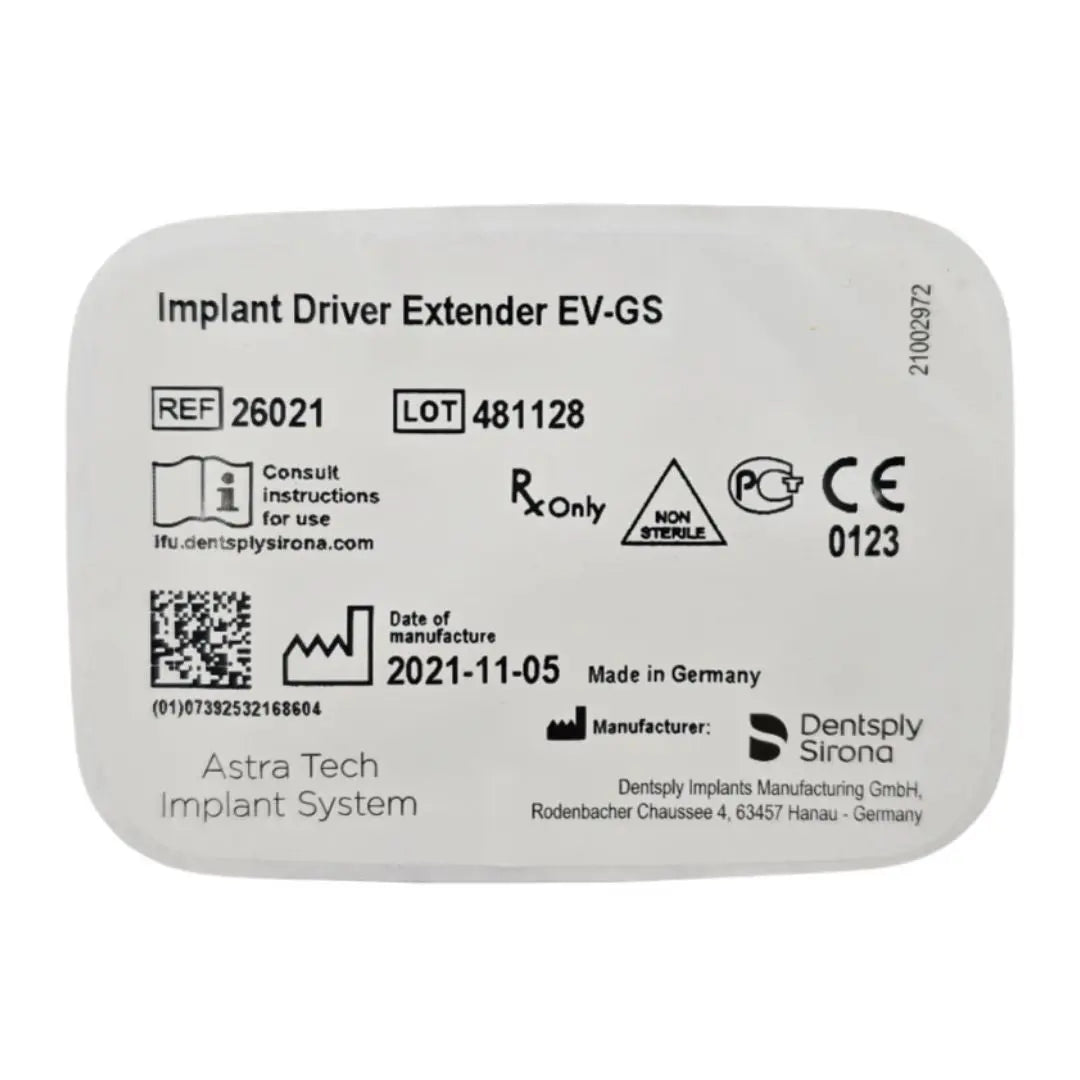 Dentsply Implants Manufacturing 26021 Implant Driver Extender EV-GS Astra Tech Implant System Dentsply Implants Manufacturing