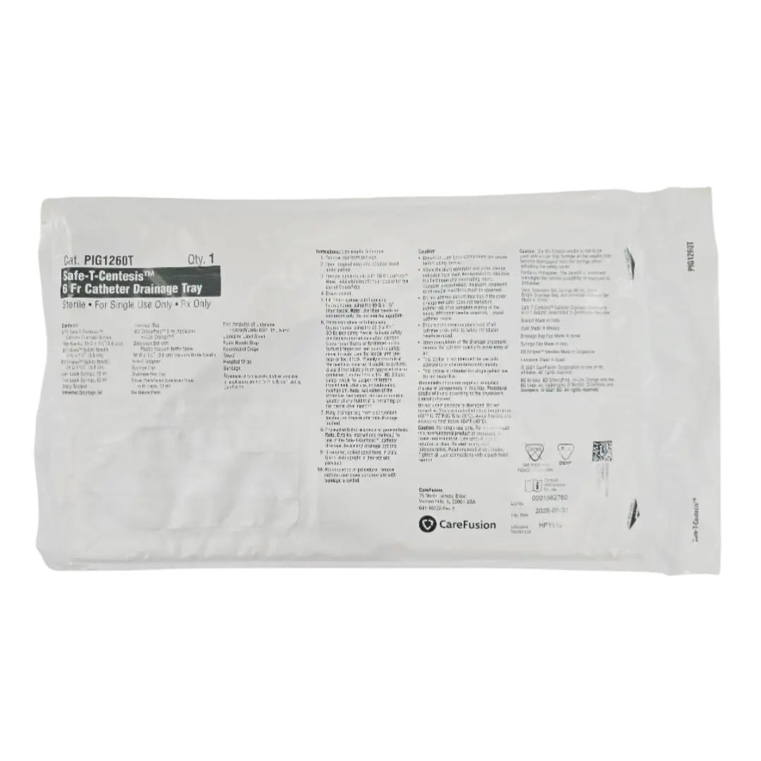 BD CareFusion PIG1260T Safe-T Centesis 6F Catheter Drainage Tray Carefusion