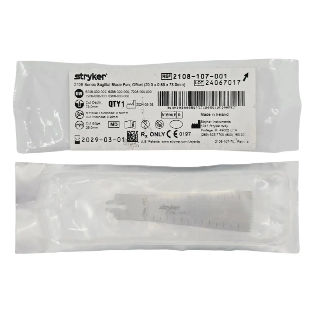 Stryker 2108-107-001 2108 Series Sagittal Blade Fan Offset 29.0 x 0.89 x 73.0mm Stryker