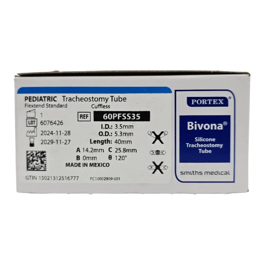 Smiths Medical 60PFSS35 Portex Bivona Pediatric Tracheostomy Tube Cuffless Flextend Standard Smiths Medical