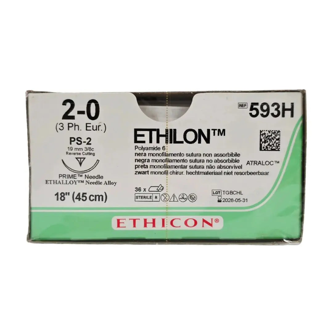 Ethicon 593H ETHILON 2-0 Black 1X18" PS-2 19mm BX/36 Ethicon
