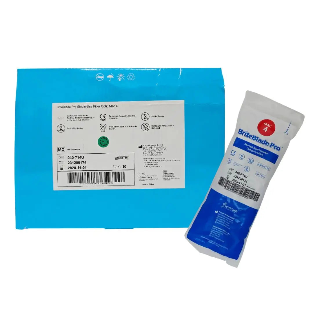 Flexicare 040-714U BriteBlade Pro Single-Use Fiber Optic Mac 4 Laryngoscope Blade BX/10 Flexicare