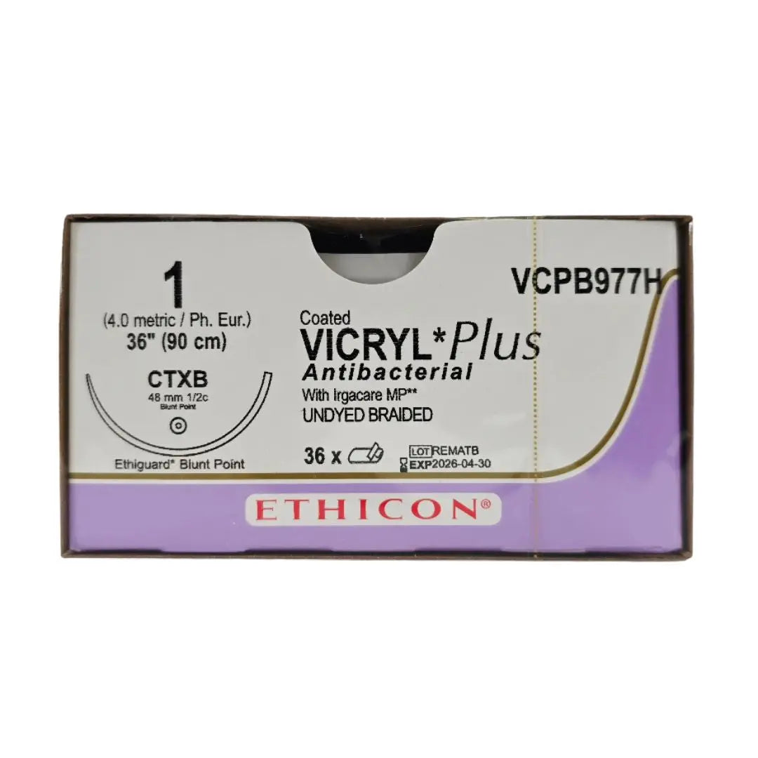 Ethicon VCPB977H 1 Coated VICRYL Plus 1X36" CTXB 48mm Ethiguard Blunt Point BX/36 Ethicon