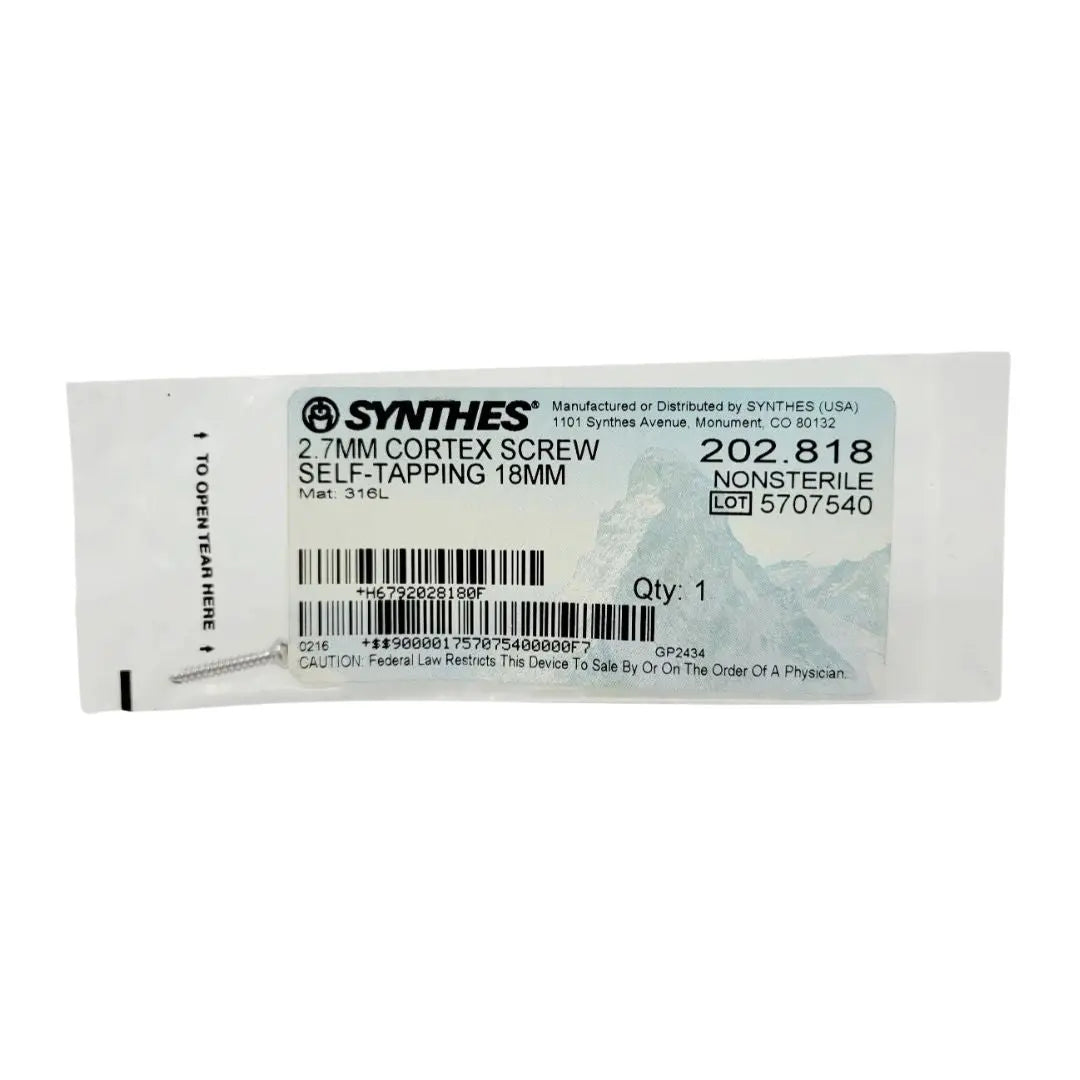 Synthes 202.818 2.7mm Cortex Screw Self-tapping 18mm Synthes