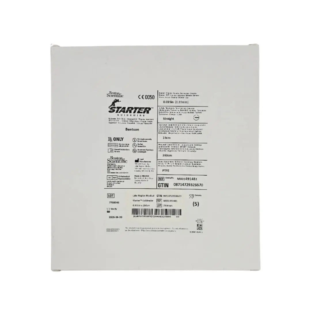 Boston Scientific M001491481 Starter Guidewire Bentson 0.035" x 260cm Straight 15cm Taper BX/5 Boston Scientific
