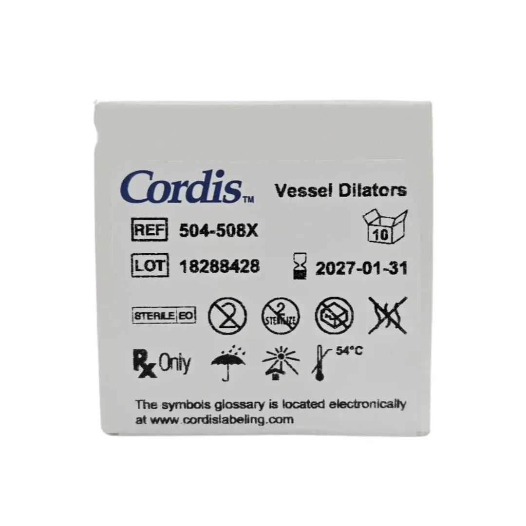 Cordis 504-508X Vessel Dilators 8F x 17cm .038" BX/10 Cordis