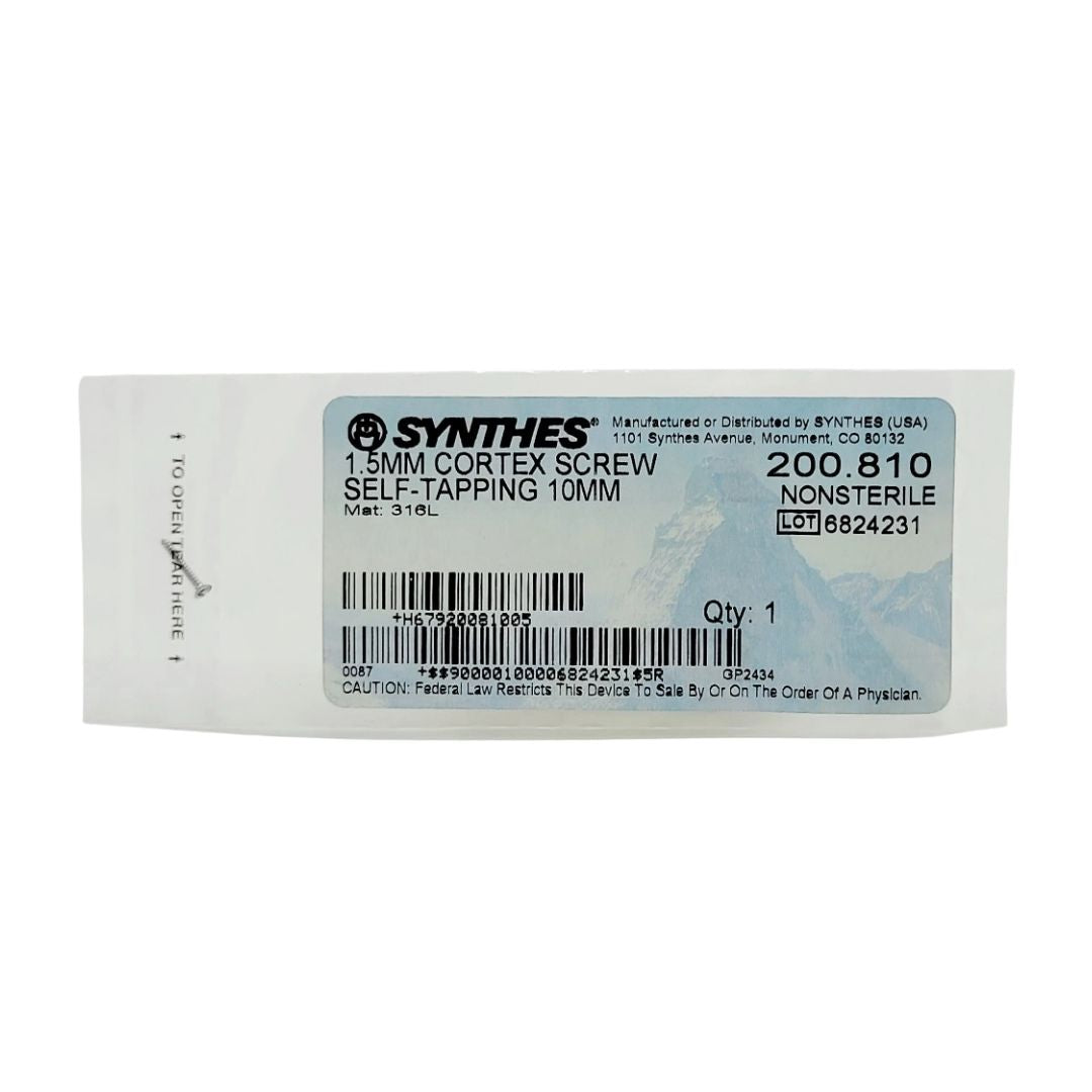 Synthes 200.810 1.5mm Cortex Self Tapping 10mm Orthopedic Surgical Instrument