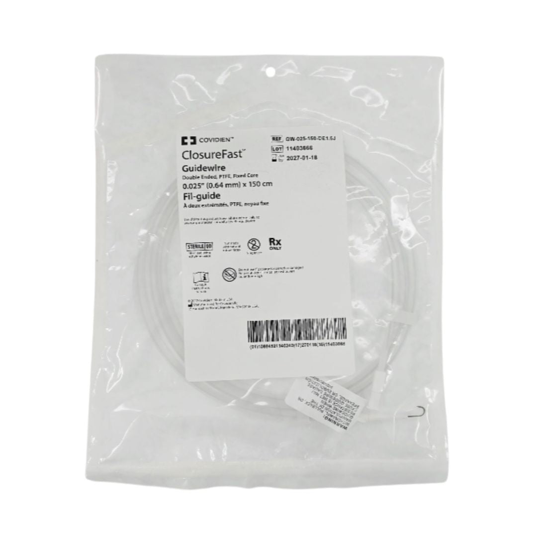 Covidien GW-025-150-DE1.5J ClosureFast Guidewire Double Ended Fixed Core 0.025" (0.64mm) x 150cm 1/EA