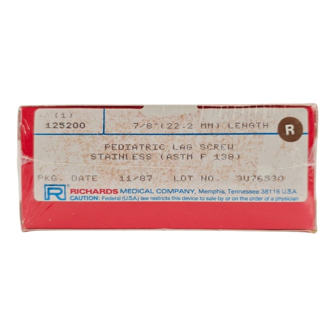 Smith & Nephew Richards 125200 Lag Screw Pediatric 7/8" Length BX/1