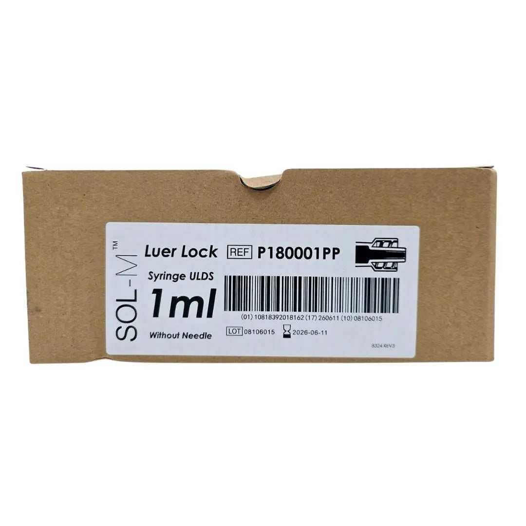 Sol-Millennium P180001PP 1ml Luer Lock Syringes w/o Needle 100/Box Sol-Millennium