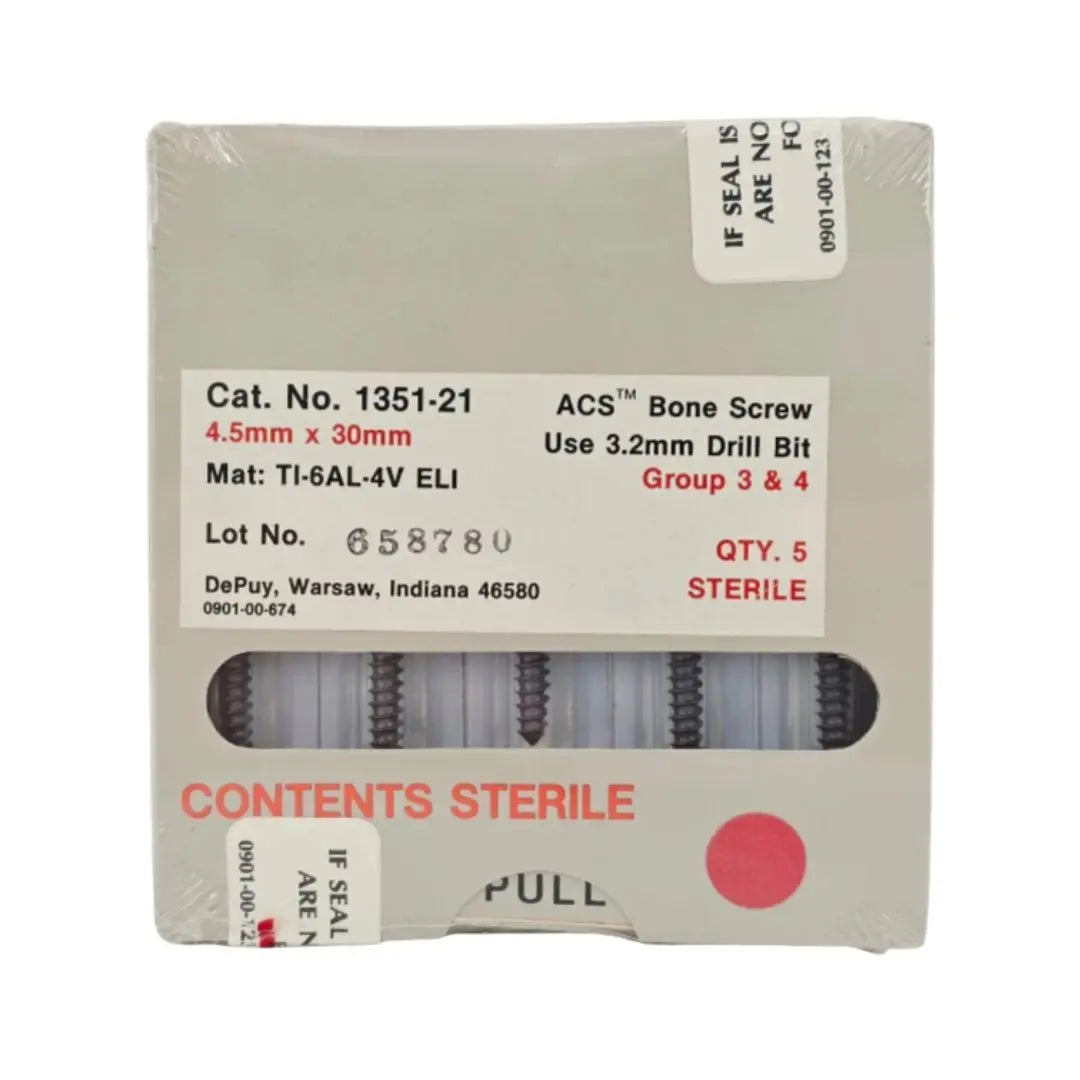 DePuy 1351-21 ACS Bone Screw 4.5mm x 30mm Titanium Orthopedic 5/PK DePuy