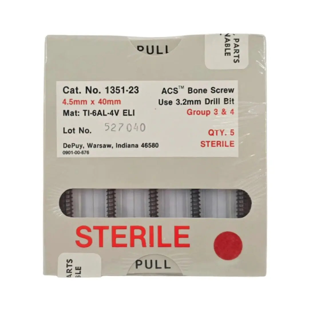 DePuy 1351-23 ACS Bone Screw 4.5mm x 40mm Titanium Orthopedic 5/PK DePuy