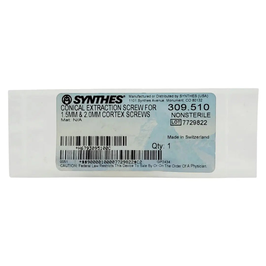 Synthes 309.510 CONICAL EXTRACTION SCREW FOR 1.5MM & 2.0MM CORTEX SCREWS Synthes