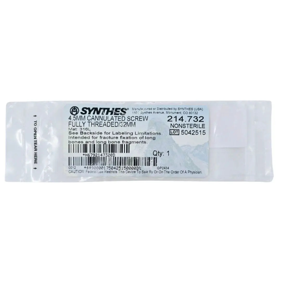 Synthes 214.732 4.5mm Cannulated Screw Fully Threaded/32mm Synthes