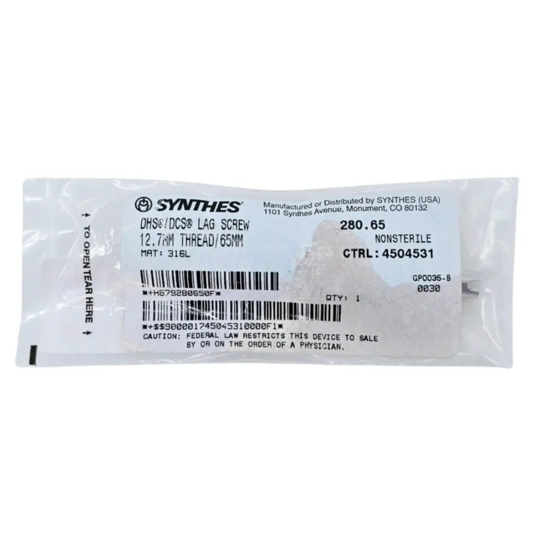 Synthes 280.65 DHS/DCS Lag Screw 12.7mm Thread/65mm Synthes