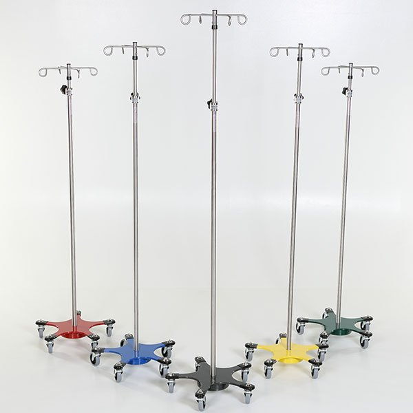 Midcentral Medical MCM-221/222/223 Stainless Steel IV Pole 5 leg 16" diameter 3" casters Midcentral Medical