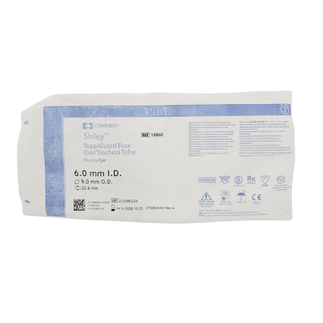 Covidien 18865 Shiley Taper Guard Evac Oral Tracheal Tube Murphy Eye 10PK Covidien