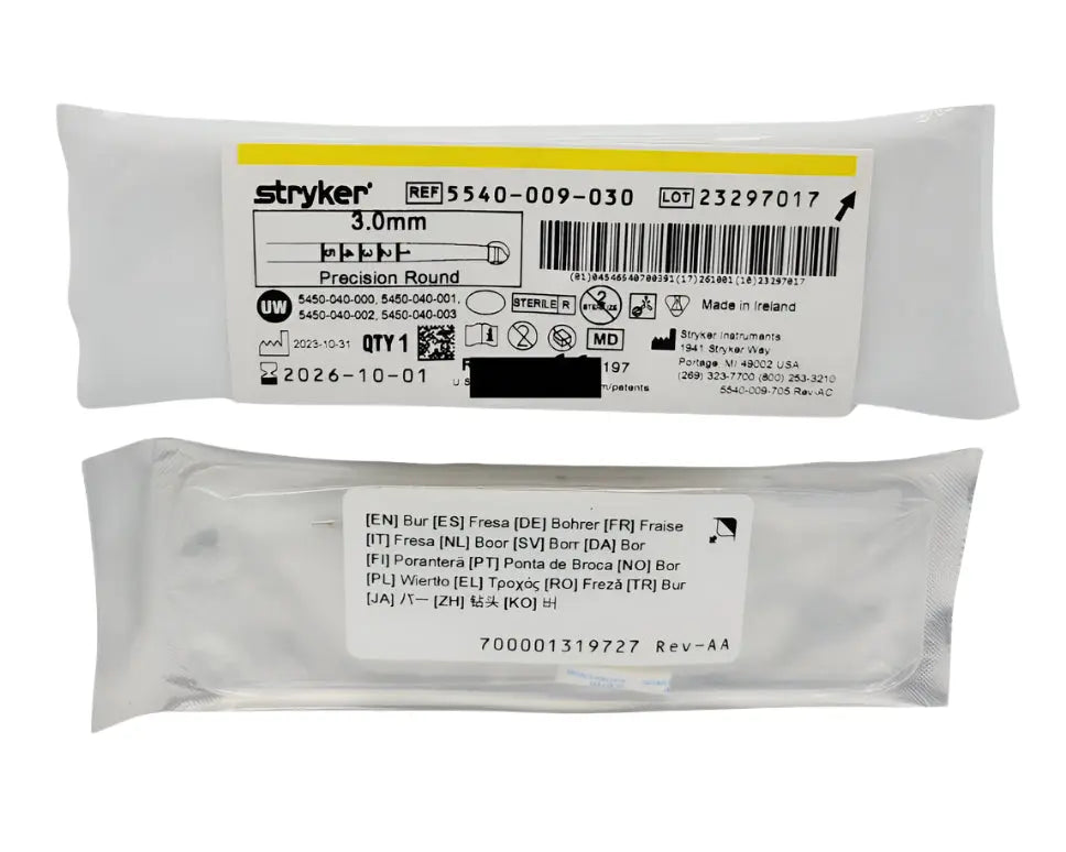 Stryker 5540-009-030 Precision Round Bur 3.0mm Orthopedic Stryker