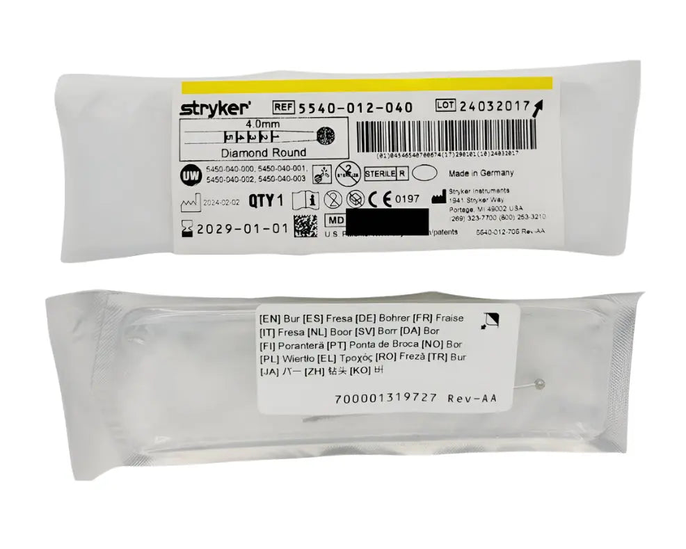 Stryker 5540-012-040 Diamond Round Bur 4.0mm Orthopedic Stryker