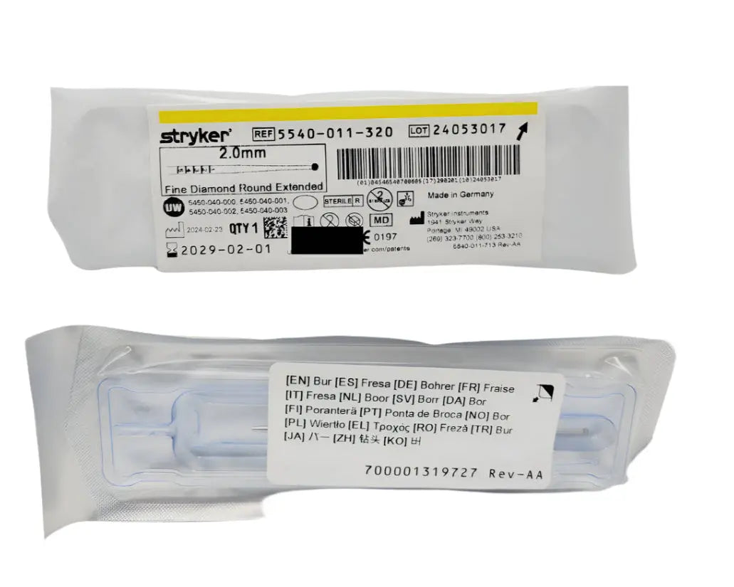 Stryker 5540-011-320 Fine Diamond Round Extended Bur 2.0mm Orthopedic Stryker