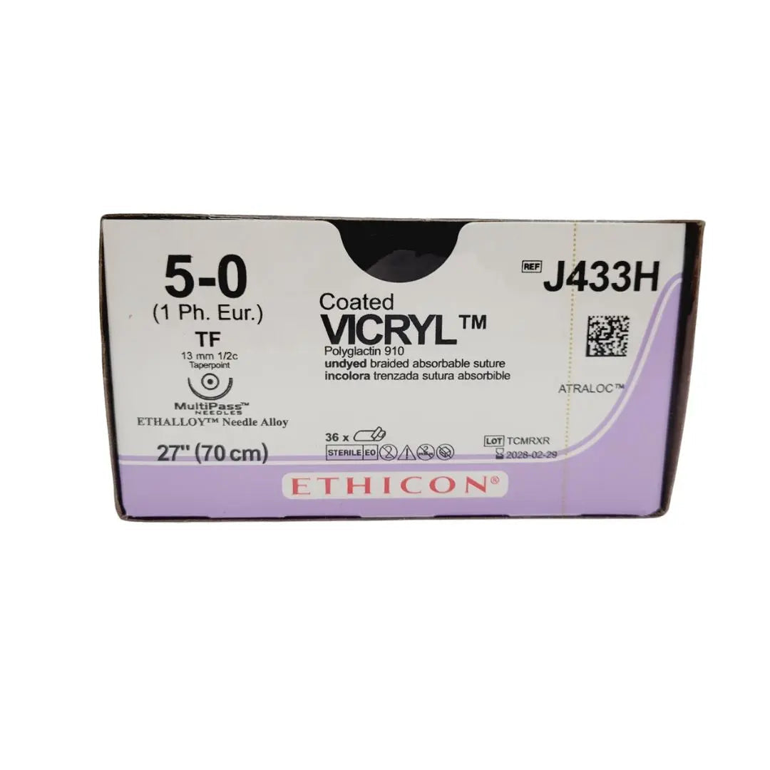 Ethicon J433H 5-0 Coated Vicryl Undyed 1 x 27" TF 36 Box EXP 02-29-2028 Primis Medical
