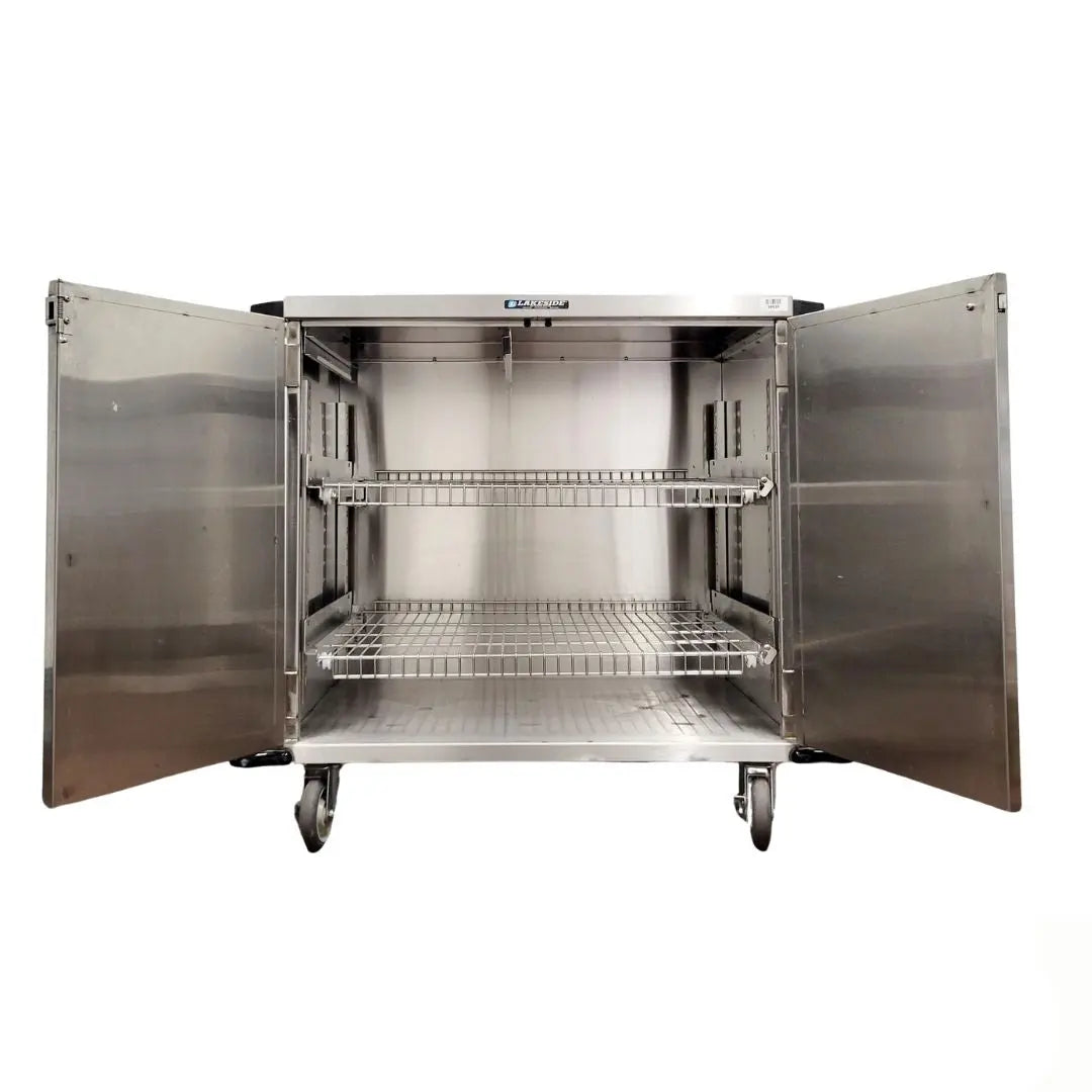 Lakeside Two Door Stainless Cabinet Case Cart 36" Width Wire Shelf Lakeside