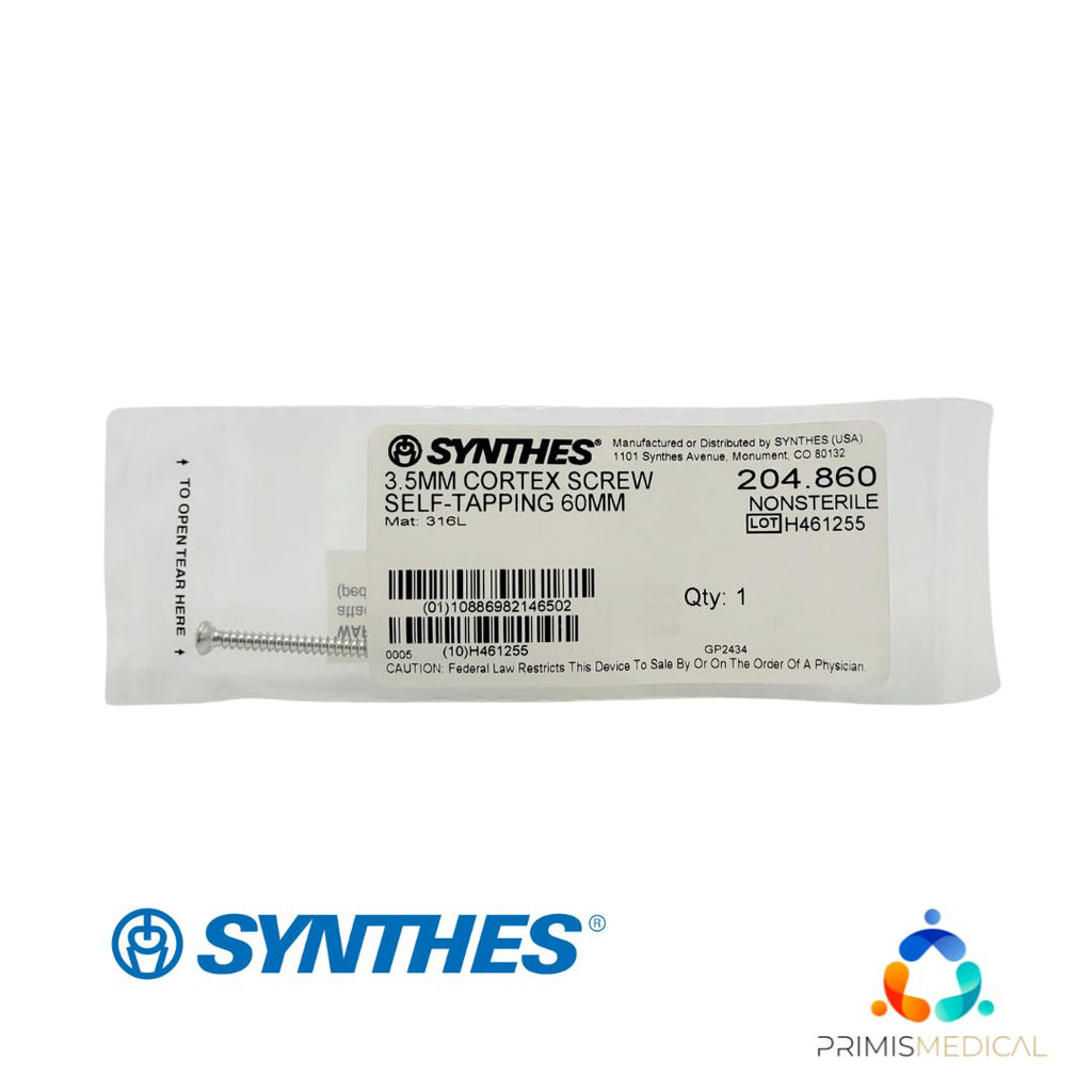 Synthes 204.860 3.5mm Cortex Screw Self-Tapping 60mm