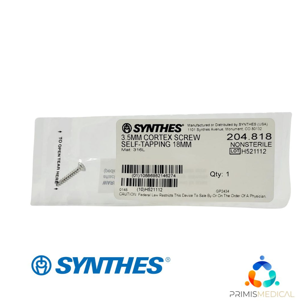 Synthes 204.818 3.5mm Cortex Screw Self-Tapping 18mm