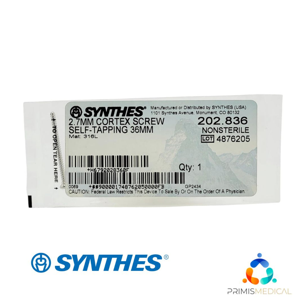 Synthes 202.836 2.7mm Cortex Screw Self-Tapping 36mm
