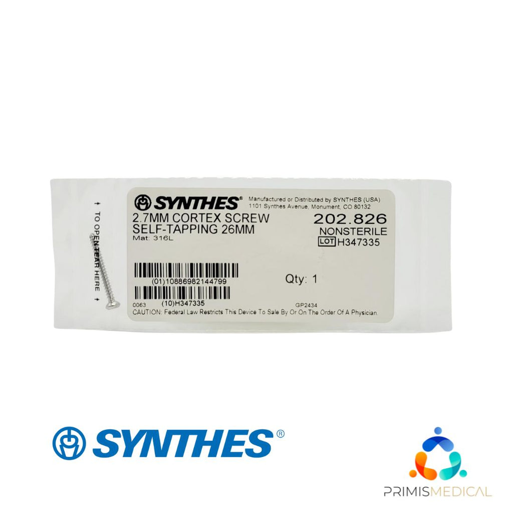Synthes 202.826 2.7mm Cortex Screw Self-Tapping 26mm