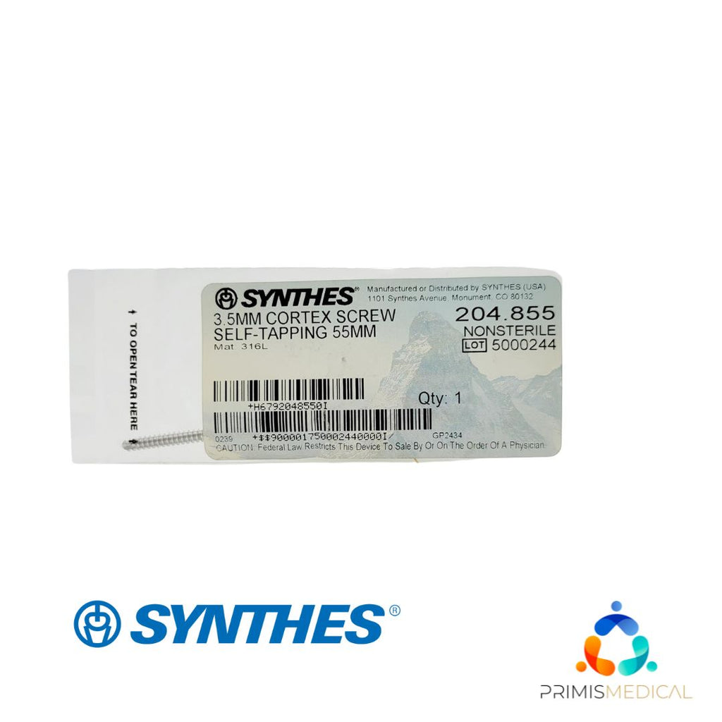 Synthes 204.855 3.5mm Cortex Screw Self-Tapping 55mm