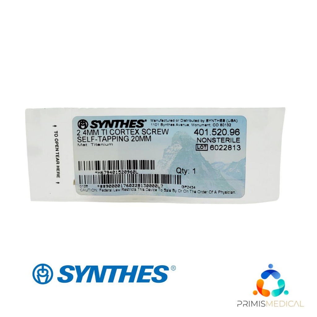 Synthes 401.520.96 2.4mm Ti Cortex Screw Self-Tapping 20mm