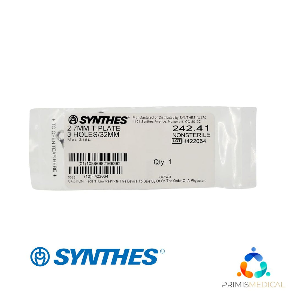 Synthes 242.41 2.7mm T-Plate 3 Holes/32mm