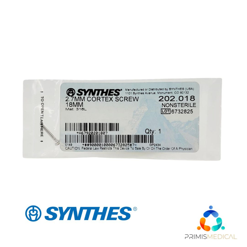 Synthes 202.018 2.7mm Cortex Screw 18mm