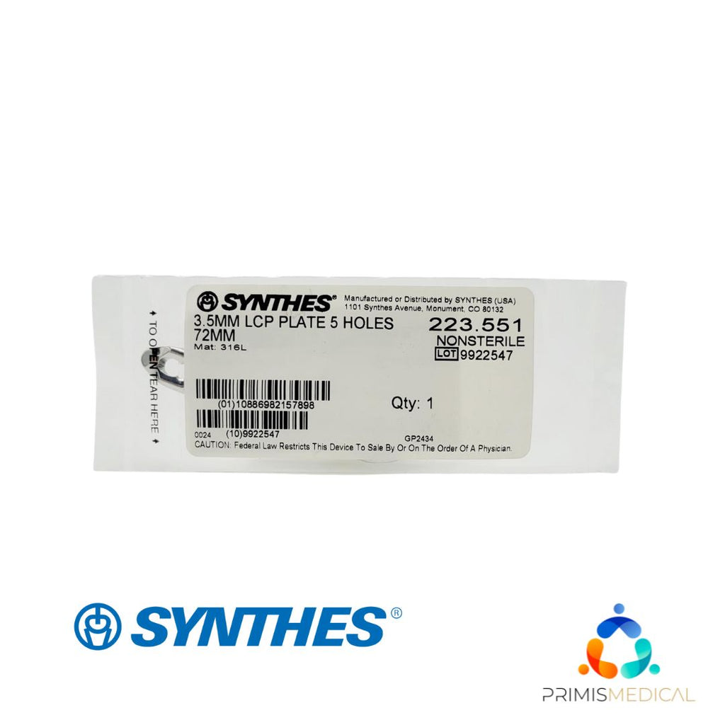 Synthes 223.551 3.5mm Lcp Plate 5 Holes 72mm